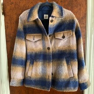 GAP Navy and Cream Plaid Jacket
